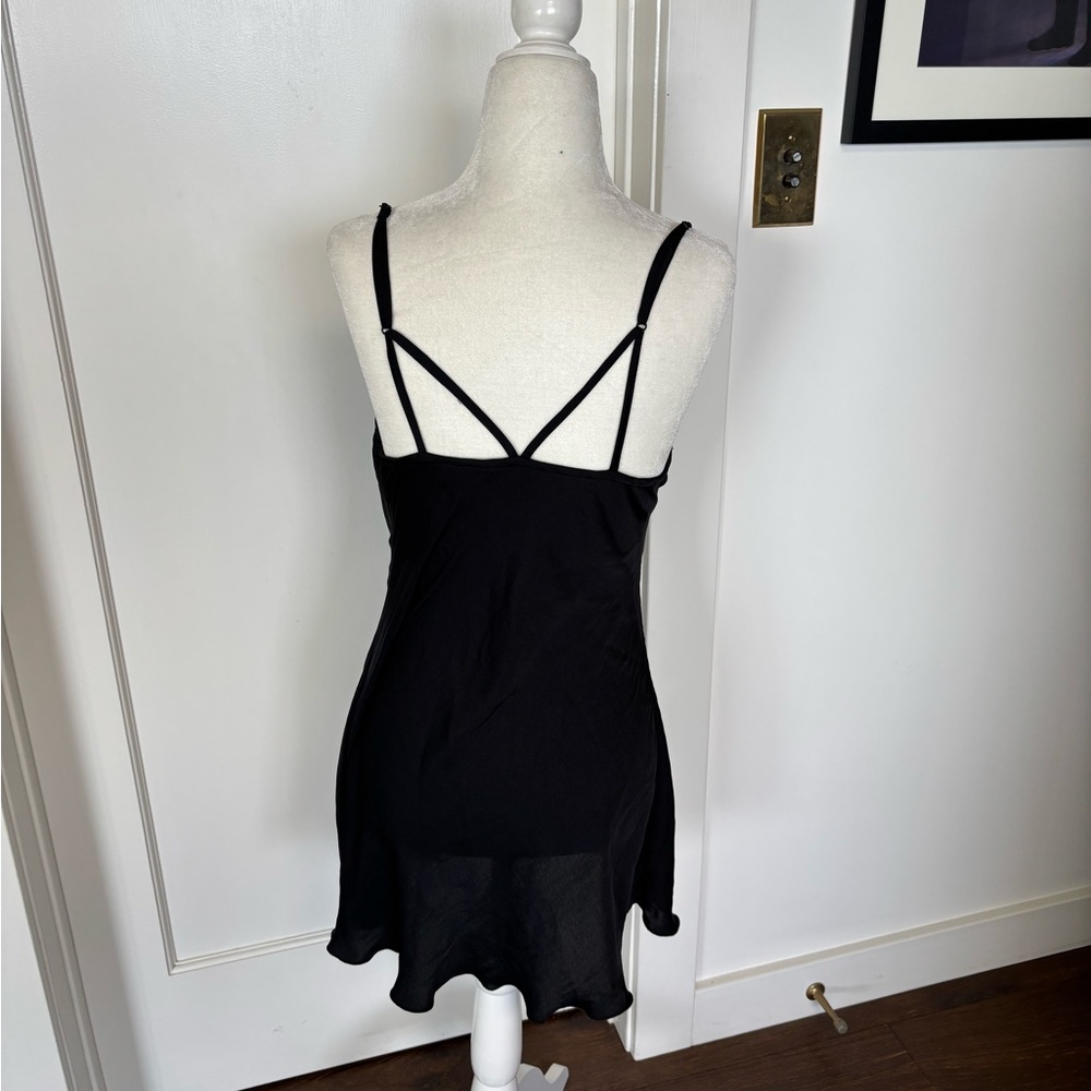 Free People Black Cowl neck mini Slip Dress Sz S - Picture 5 of 7